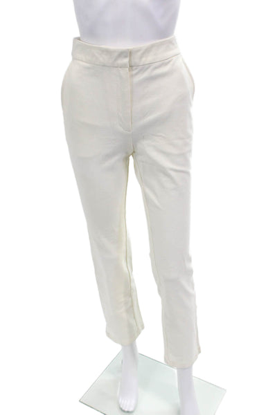 Derek Lam 10 Crosby Womens Cotton High Rise Snap Hem Pants White Size 2