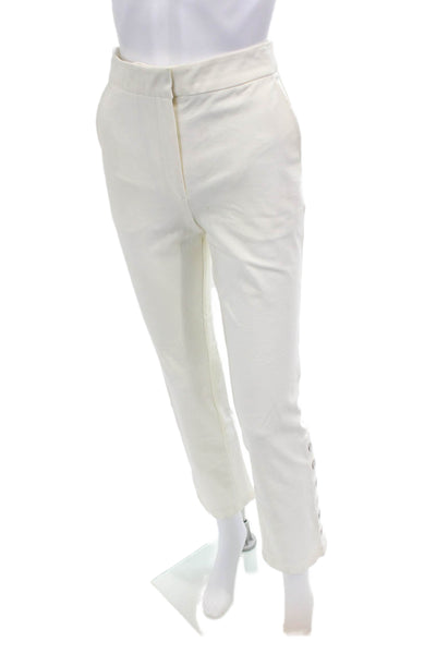 Derek Lam 10 Crosby Womens Cotton High Rise Snap Hem Pants White Size 2