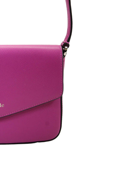 Kate Spade New York Womens Leather Gold Tone Crossbody Shoulder Handbag Pink