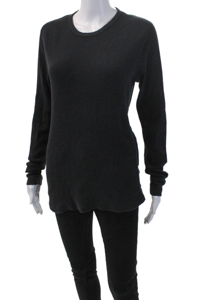 Rag & Bone Womens Cotton Long Sleeve Round Neck Basic Knit Top Black Size M