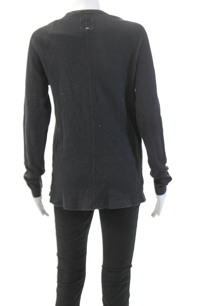 Rag & Bone Womens Cotton Long Sleeve Round Neck Basic Knit Top Black Size M