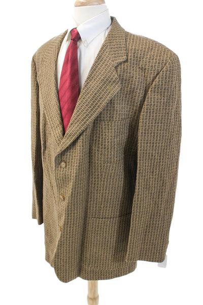 Bachrach Mens Wool Printed Three Button Long Sleeve Lined Blazer Brown Size 50T