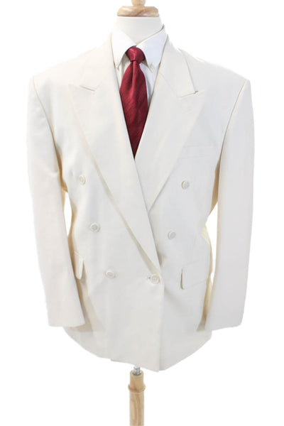 SoHo Men Double Breasted Lined Long Sleeve Blazer White Size 42S