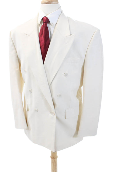 SoHo Men Double Breasted Lined Long Sleeve Blazer White Size 42S