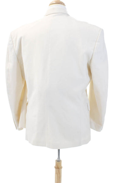 SoHo Men Double Breasted Lined Long Sleeve Blazer White Size 42S