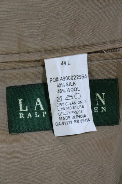 Lauren Ralph Lauren Mens Silk Wool Blend Two Button Blazer Brown Size 44L