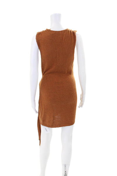 FP Beach Womens V Neck Sleeveless Sweater Dress Brown Cotton Size Small