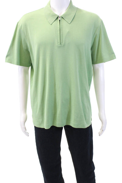 Calvin Klein Mens Collar Half Zip Short Sleeve Polo Shirt Green Size XL