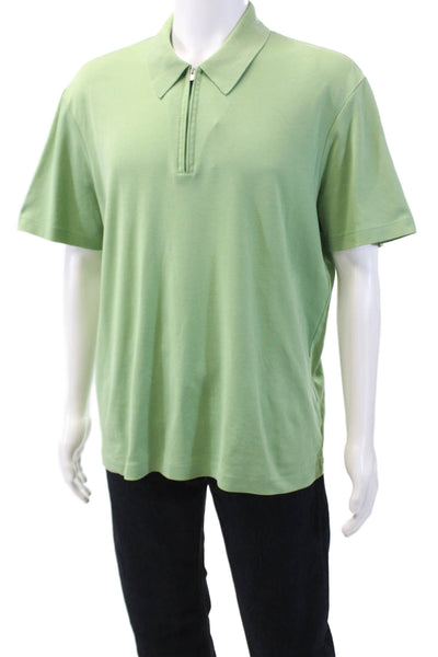 Calvin Klein Mens Collar Half Zip Short Sleeve Polo Shirt Green Size XL