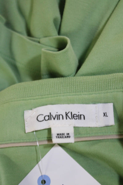 Calvin Klein Mens Collar Half Zip Short Sleeve Polo Shirt Green Size XL