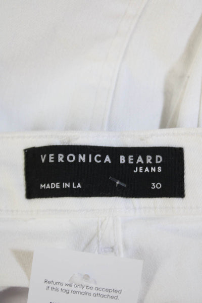 Veronica Beard Womens Cotton Slip-on Buttoned Jeans White Size 30