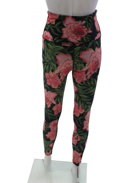 Beyond Yoga Womens Floral Print High Rise Pull On Leggings Black Size Small