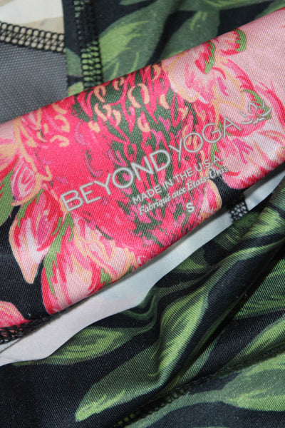 Beyond Yoga Womens Floral Print High Rise Pull On Leggings Black Size Small