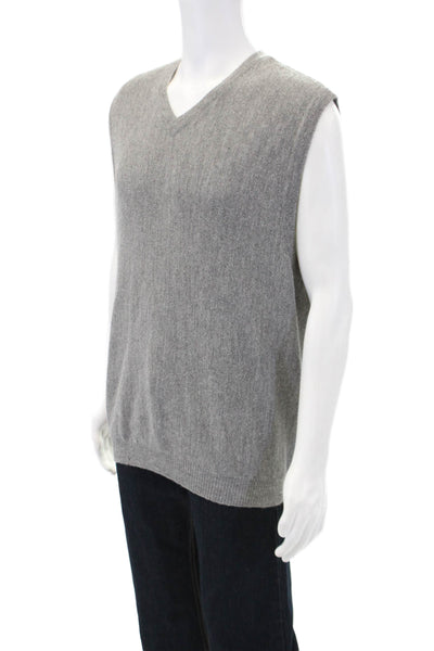 Daniel Cremieux Mens Alpaca Knitted Sleeveless V Neck Sweater Gray Size L