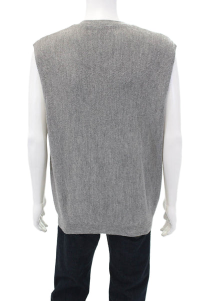 Daniel Cremieux Mens Alpaca Knitted Sleeveless V Neck Sweater Gray Size L