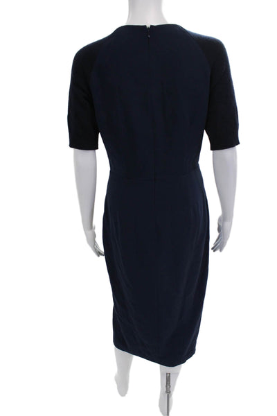 Altuzarra Womens Short Sleeves V Neck Pencil Dress Navy Blue Size EUR 36