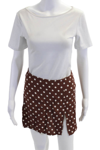 Reformation Womens Polka Dot Slip-on Mini Skirt Brown Size 4