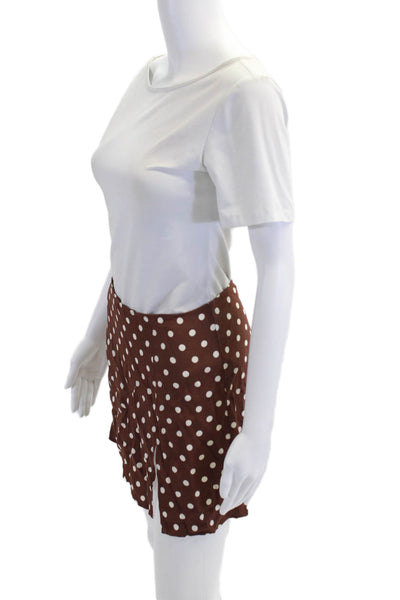 Reformation Womens Polka Dot Slip-on Mini Skirt Brown Size 4