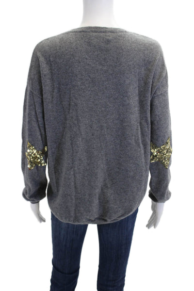 WYSE London Womens Cashmere Sequins Crew Neck Long Sleeve Sweater Top Gray Size3