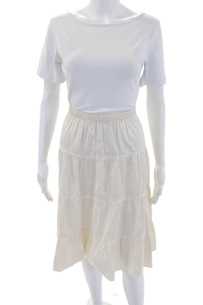 Calypso Womens Elastic Waist Slip-on Skirt White Size M