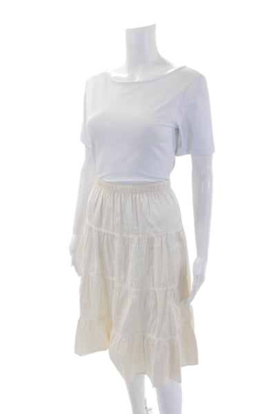 Calypso Womens Elastic Waist Slip-on Skirt White Size M