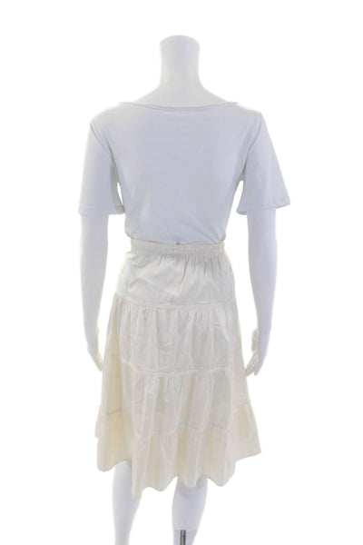 Calypso Womens Elastic Waist Slip-on Skirt White Size M