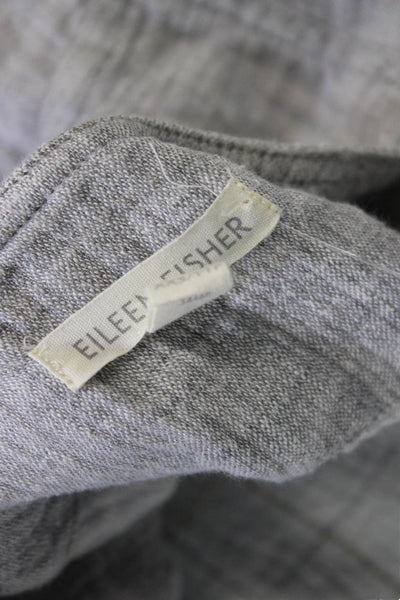 Eileen Fisher Womens Linen Belt Crew Neck Long Sleeve Shirt Dress Gray Size XXS