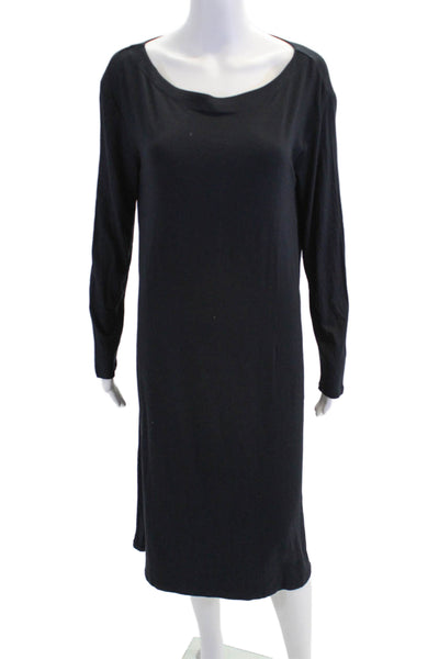 Majestic Filatures Womens Dark Navy Boat Neck Long Sleeve A-Line Dress Size 3