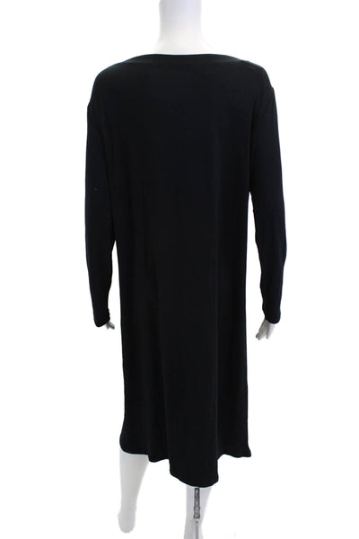 Majestic Filatures Womens Dark Navy Boat Neck Long Sleeve A-Line Dress Size 3