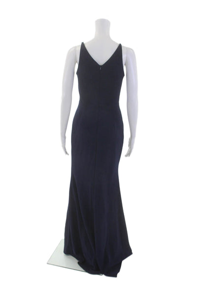 BHLDN Womens Sleeveless V Neck High Waist Evening Gown Navy Blue Size 4