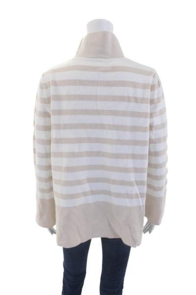 COS Womens Striped Long Sleeves Turtleneck Sweater Beige White Cotton Size Small