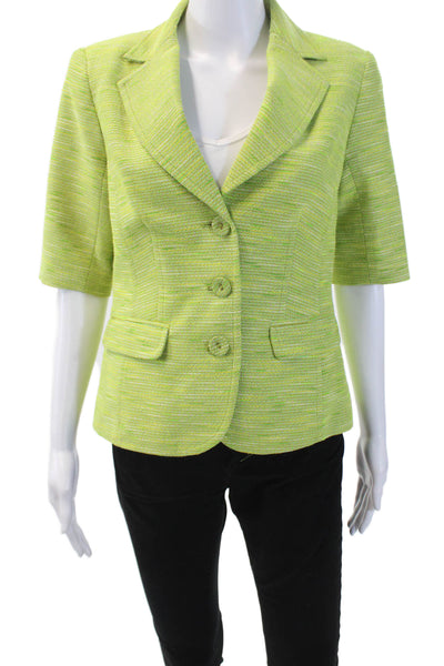 Trina Turk Womens Collar Button Front Lined 3/4 Sleeve Jacket Green Size M