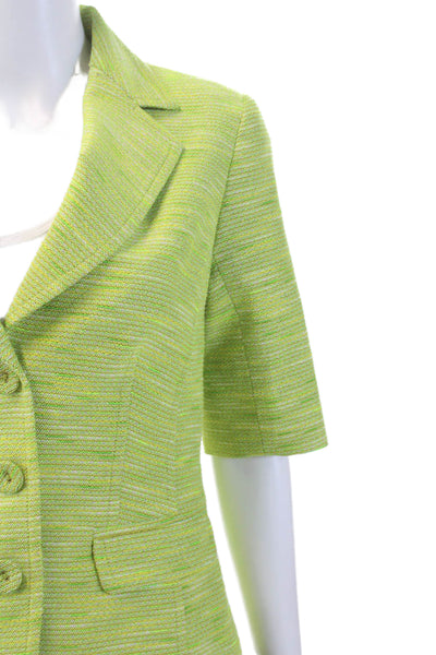 Trina Turk Womens Collar Button Front Lined 3/4 Sleeve Jacket Green Size M