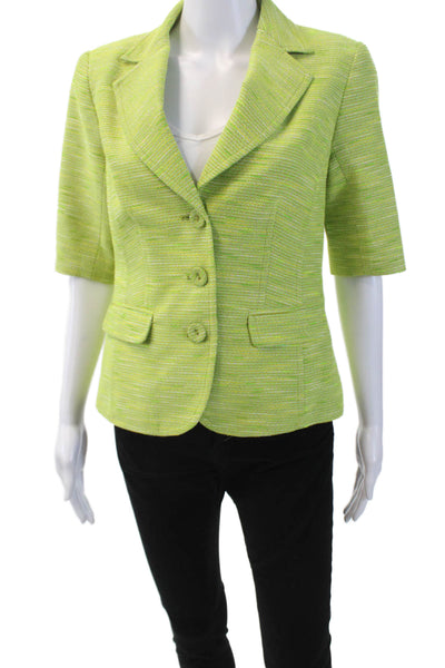 Trina Turk Womens Collar Button Front Lined 3/4 Sleeve Jacket Green Size M