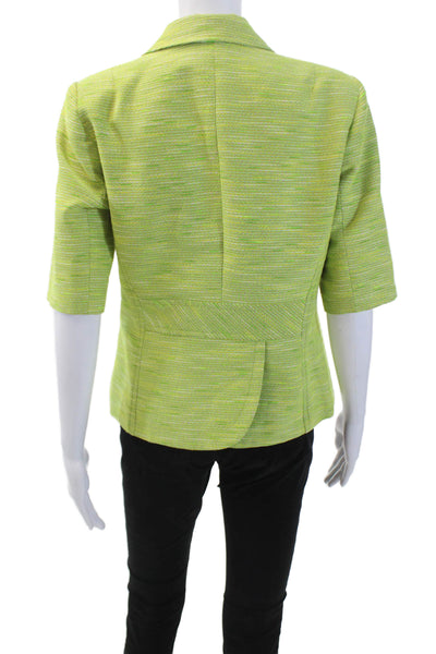 Trina Turk Womens Collar Button Front Lined 3/4 Sleeve Jacket Green Size M