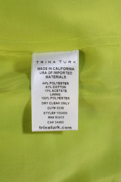 Trina Turk Womens Collar Button Front Lined 3/4 Sleeve Jacket Green Size M