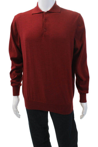 Scappino Mens Wool Buttoned Collared Long Sleeve Shirt Red Size M