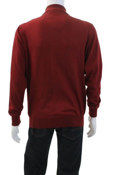 Scappino Mens Wool Buttoned Collared Long Sleeve Shirt Red Size M