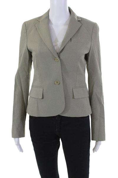 Theory Womens Two Button Notched Lapel Houndstooth Blazer Jacket Brown Size 6