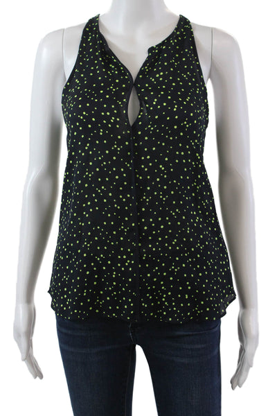 A.L.C. Womens Silk Spotted V-Neck Pullover Tank Top Blouse Top Black Size XS