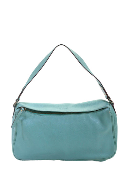 Kate Spade New York Womens Leather Zip Closure Shoulder Bag Turquoise Size S