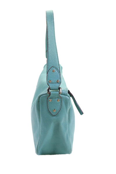 Kate Spade New York Womens Leather Zip Closure Shoulder Bag Turquoise Size S