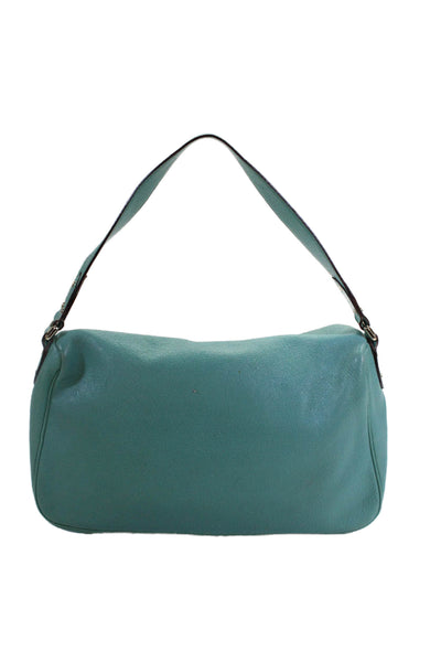 Kate Spade New York Womens Leather Zip Closure Shoulder Bag Turquoise Size S