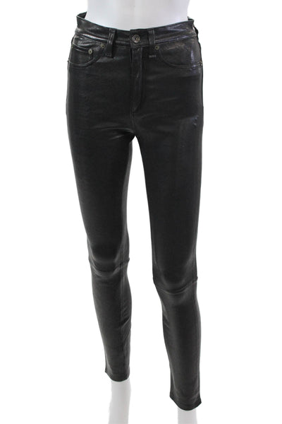 Rag & Bone Jean Womens Leather High Rise Skinny Jeans Black Size 24