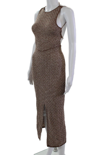 FP Beach Womens Open Back Halter Side Slit Knit Dress Brown Size Extra Small