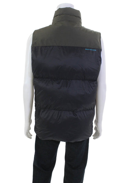 Cotopaxi Mens Mock Neck Full Zipper Puffer Vest Jacket Black Grey Size Medium