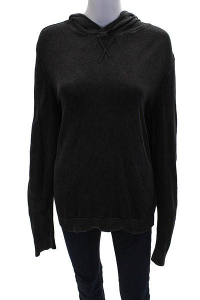 John Varvatos Womens Cotton Long Sleeve Pullover Top Black Size M