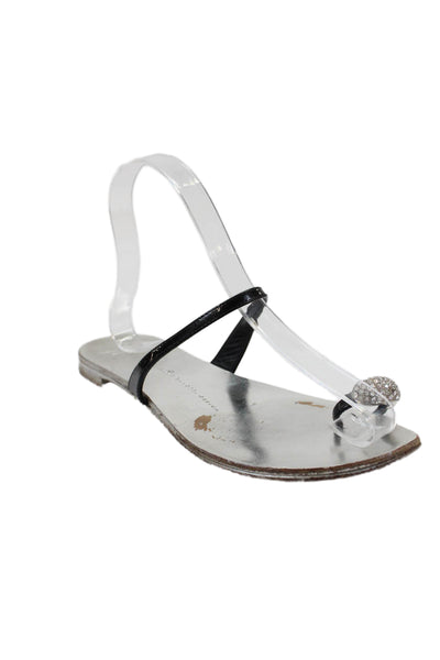 Giuseppe Zanotti Womens Slip-on Leather Open-toe Sandals Silver Size Eur 38