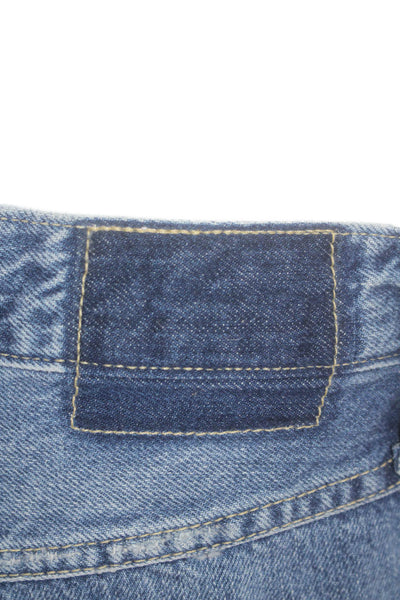 Amo Womens Cotton Button Straight Leg Lined Denim Jeans Blue Size EUR 24