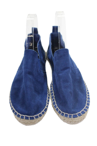 Vince Womens Suede Leather Espadrille Slip On Loafers Shoes Blue Size 7M